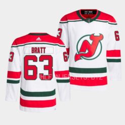 New Jersey Devils Jesper Bratt 2022-23 Heritage White Jersey