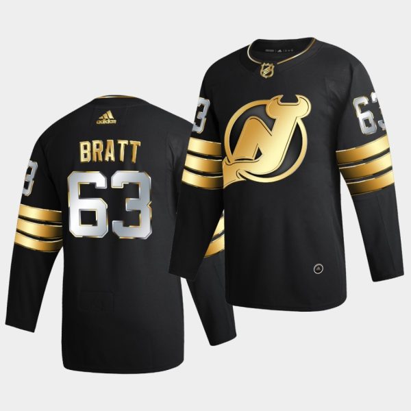 New Jersey Devils Jesper Bratt Golden Edition Limited Black Jersey New Jersey Devils Jesper Bratt Golden Edition Limited Black Jersey