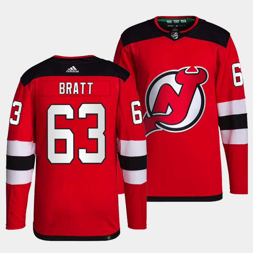 New Jersey Devils Jesper Bratt Home Red Jersey New Jersey Devils Jesper Bratt Home Red Jersey