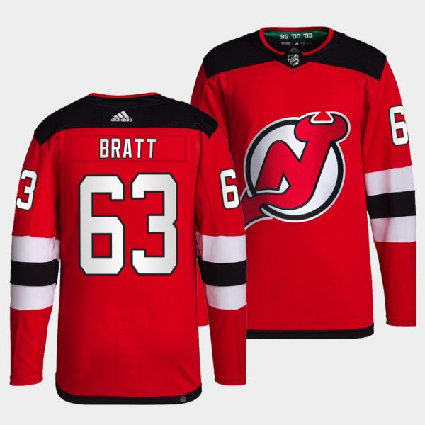 New Jersey Devils Jesper Bratt Home Red Jersey New Jersey Devils Jesper Bratt Home Red Jersey