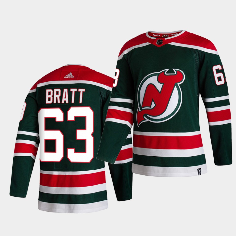 New Jersey Devils Jesper Bratt Reverse Green Special Edition Jersey New Jersey Devils Jesper Bratt Reverse Green Special Edition Jersey