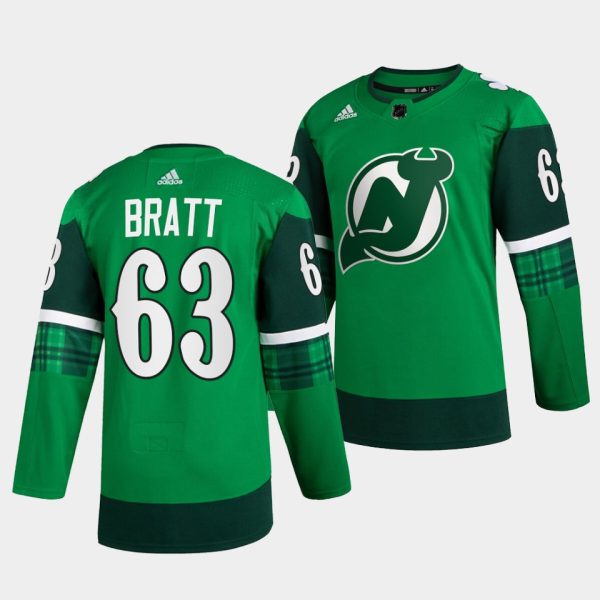New Jersey Devils Jesper Bratt St Patricks Day Green Jersey New Jersey Devils Jesper Bratt St Patricks Day Green Jersey