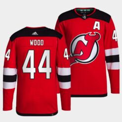 New Jersey Devils Miles Wood Home Red Jersey