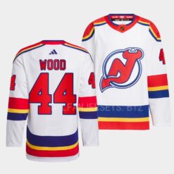 New Jersey Devils Miles Wood Reverse White Jersey