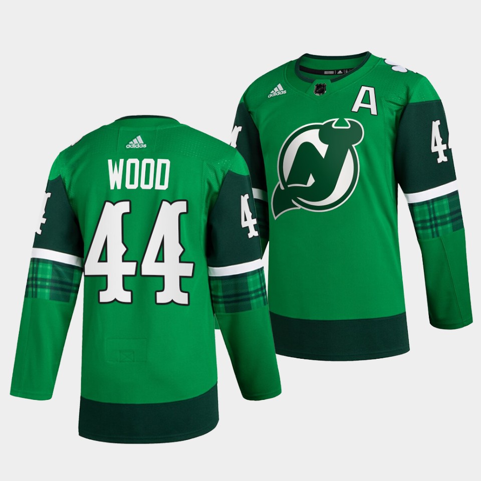 New Jersey Devils Miles Wood St Patricks Day Green Jersey New Jersey Devils Miles Wood St Patricks Day Green Jersey