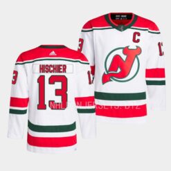 New Jersey Devils Nico Hischier 2022-23 Heritage White Jersey