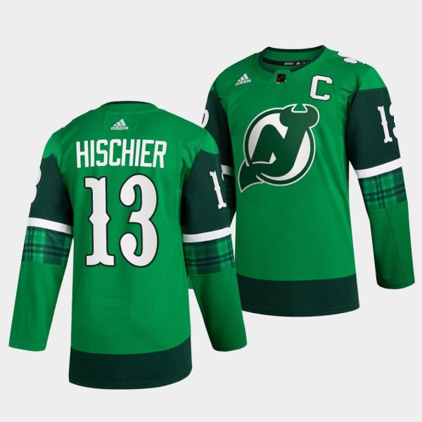 New Jersey Devils Nico Hischier St Patricks Day Green Jersey New Jersey Devils Nico Hischier St Patricks Day Green Jersey
