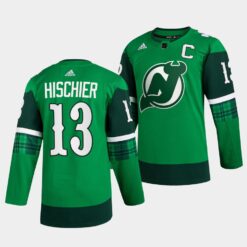 New Jersey Devils Nico Hischier St Patricks Day Green Jersey