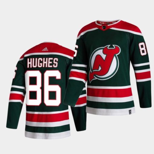 New Jersey Devils Reverse jack hughes Green Special Edition Jersey