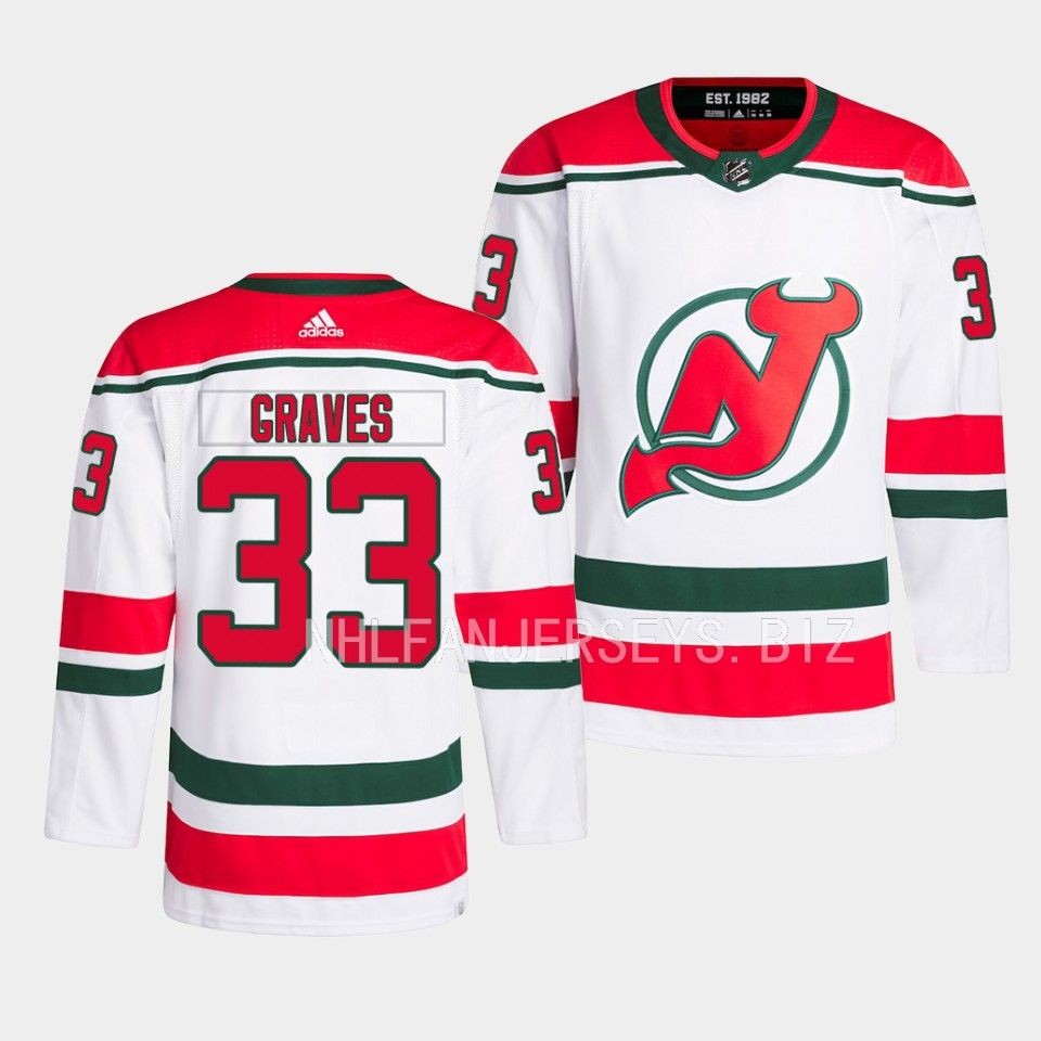 New Jersey Devils Ryan Graves 2022-23 Heritage White Jersey New Jersey Devils Ryan Graves 2022-23 Heritage White Jersey
