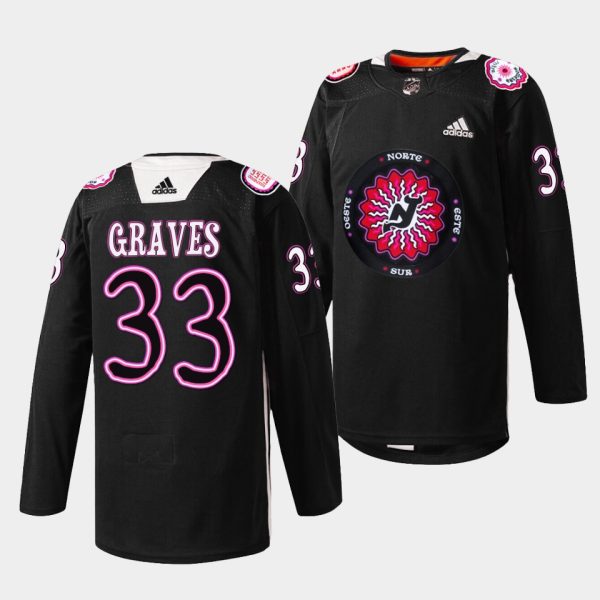 New Jersey Devils Ryan Graves Hispanic Heritage Night Black Jersey New Jersey Devils Ryan Graves Hispanic Heritage Night Black Jersey