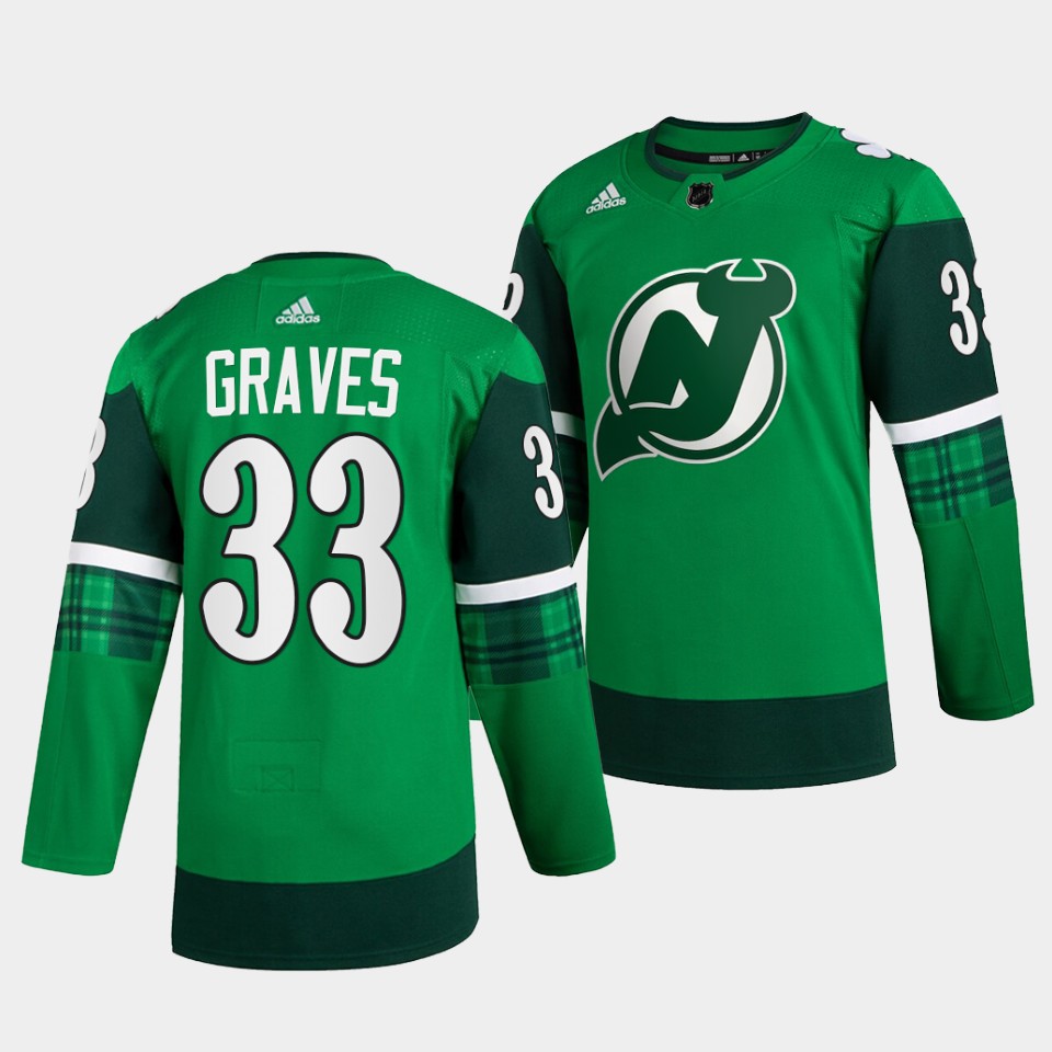New Jersey Devils Ryan Graves St Patricks Day Green Jersey New Jersey Devils Ryan Graves St Patricks Day Green Jersey