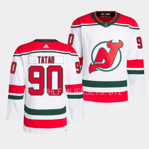 New Jersey Devils Tomas Tatar 2022-23 Heritage White Jersey New Jersey Devils Tomas Tatar 2022-23 Heritage White Jersey