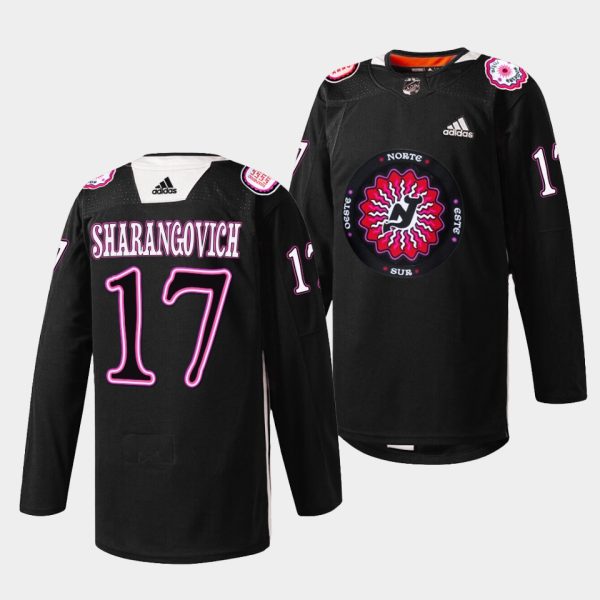 New Jersey Devils Yegor Sharangovich Hispanic Heritage Night Black Jersey New Jersey Devils Yegor Sharangovich Hispanic Heritage Night Black Jersey