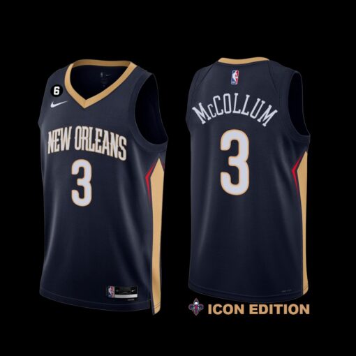 New Orleans Pelicans C.J. McCollum 2022-23 Icon Edition NO.6 Patch Jersey Navy