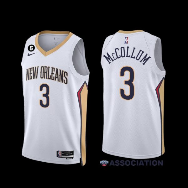 New Orleans Pelicans C.J. McCollum 2022-23 White Association Edition Jersey New Orleans Pelicans C.J. McCollum 2022-23 White Association Edition Jersey