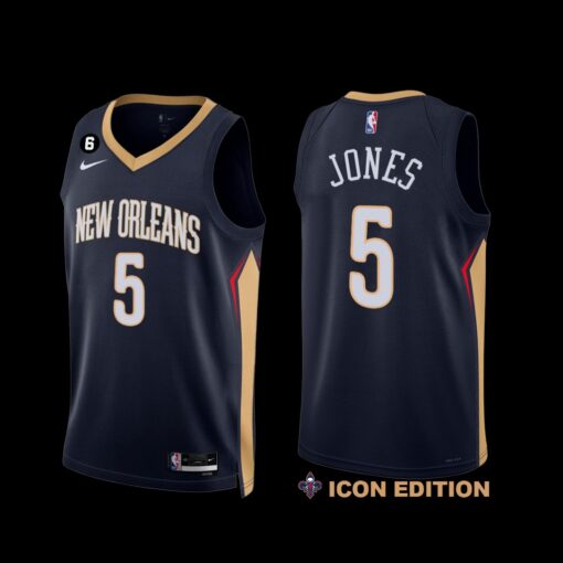 New Orleans Pelicans Herbert Jones 2022-23 Icon Edition NO.6 Patch Jersey Navy