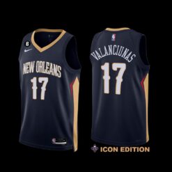 New Orleans Pelicans Jonas Valanciunas 2022-23 Icon Edition NO.6 Patch Jersey Navy