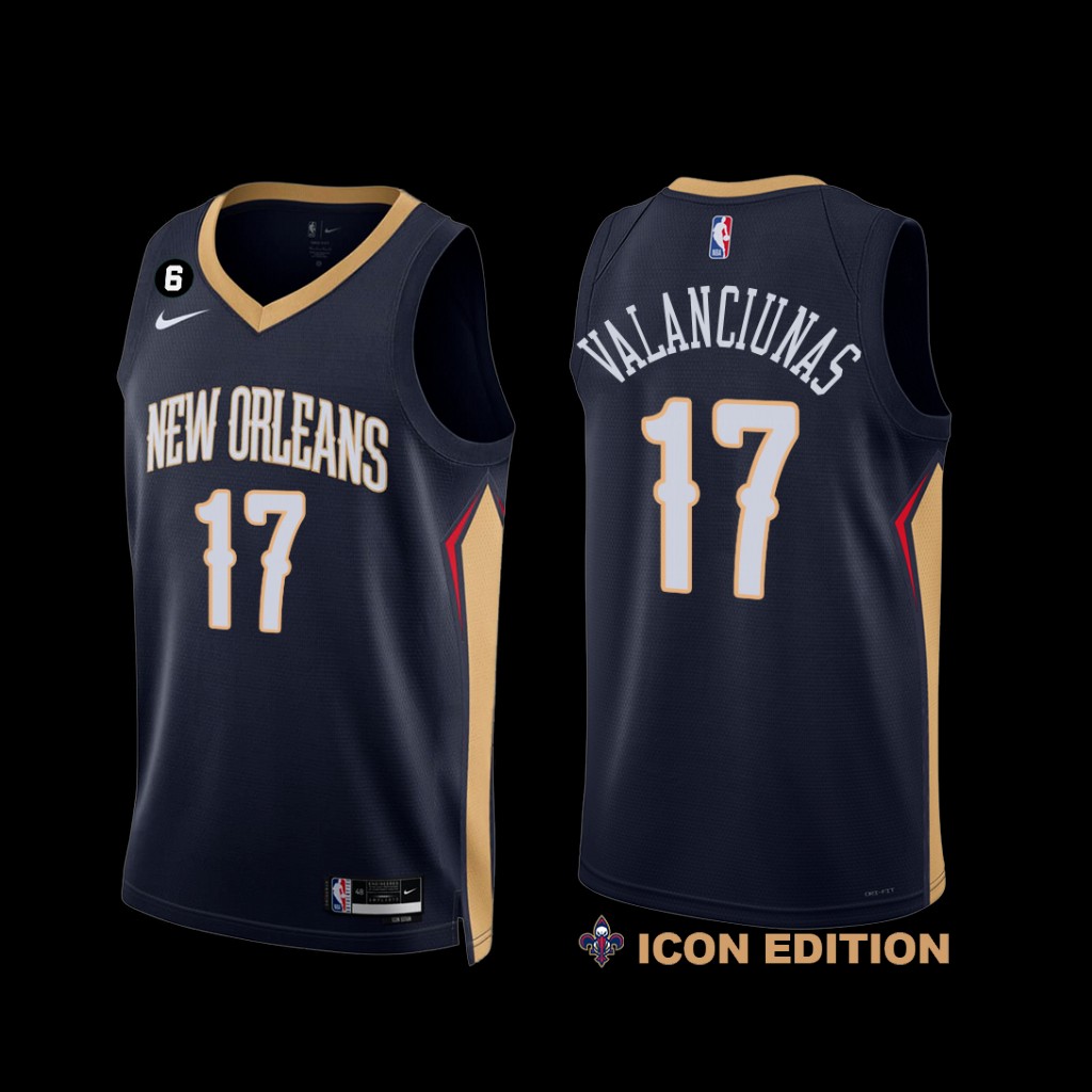 New Orleans Pelicans Jonas Valanciunas 2022-23 Icon Edition NO.6 Patch Jersey Navy New Orleans Pelicans Jonas Valanciunas 2022-23 Icon Edition NO.6 Patch Jersey Navy