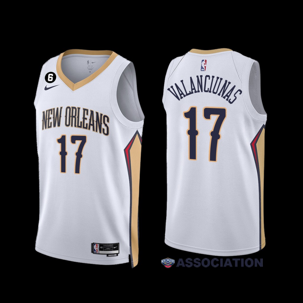 New Orleans Pelicans Jonas Valanciunas 2022-23 White Association Edition Jersey New Orleans Pelicans Jonas Valanciunas 2022-23 White Association Edition Jersey