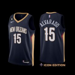 New Orleans Pelicans Jose Alvarado 2022-23 Icon Edition NO.6 Patch Jersey Navy