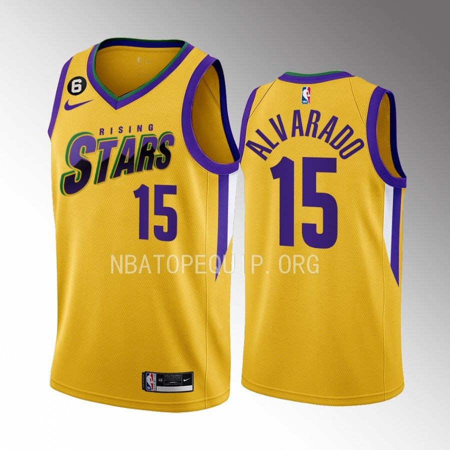New Orleans Pelicans Jose Alvarado 2023 NBA Rising Stars Yellow Jersey New Orleans Pelicans Jose Alvarado 2023 NBA Rising Stars Yellow Jersey