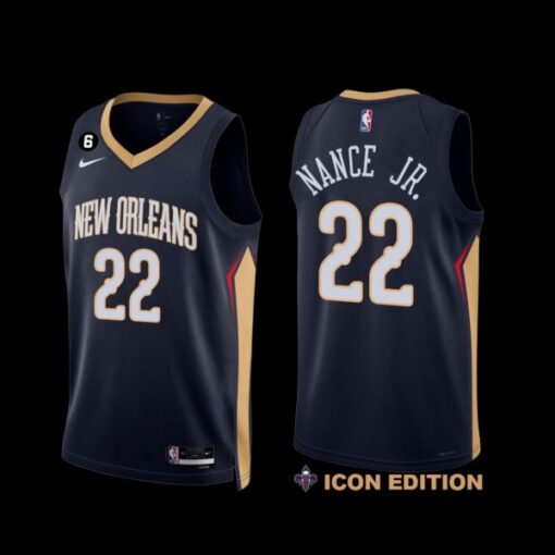 New Orleans Pelicans Larry Nance Jr. 2022-23 Icon Edition NO.6 Patch Jersey Navy