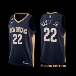 New Orleans Pelicans Larry Nance Jr. 2022-23 Icon Edition NO.6 Patch Jersey Navy