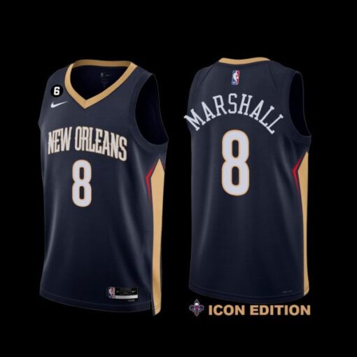 New Orleans Pelicans Naji Marshall 2022-23 Icon Edition NO.6 Patch Jersey Navy