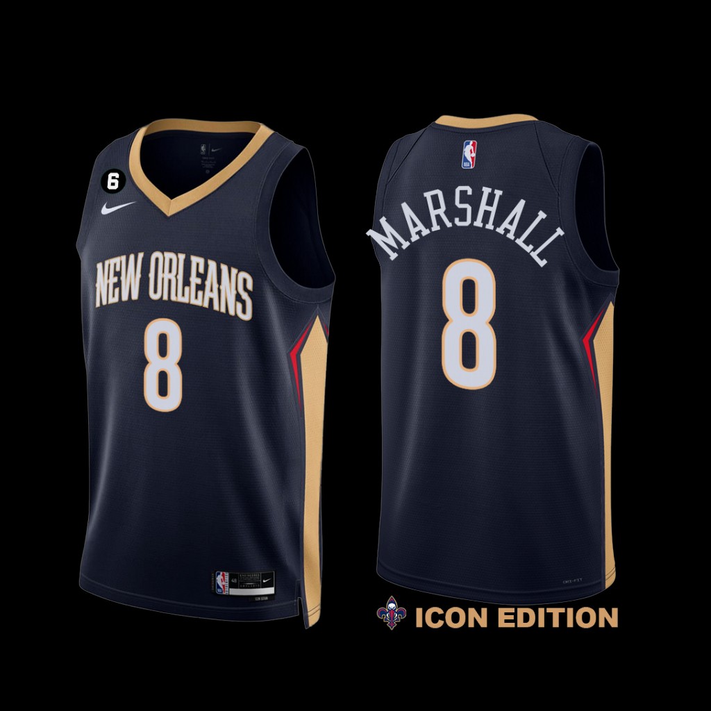 New Orleans Pelicans Naji Marshall 2022-23 Icon Edition NO.6 Patch Jersey Navy New Orleans Pelicans Naji Marshall 2022-23 Icon Edition NO.6 Patch Jersey Navy