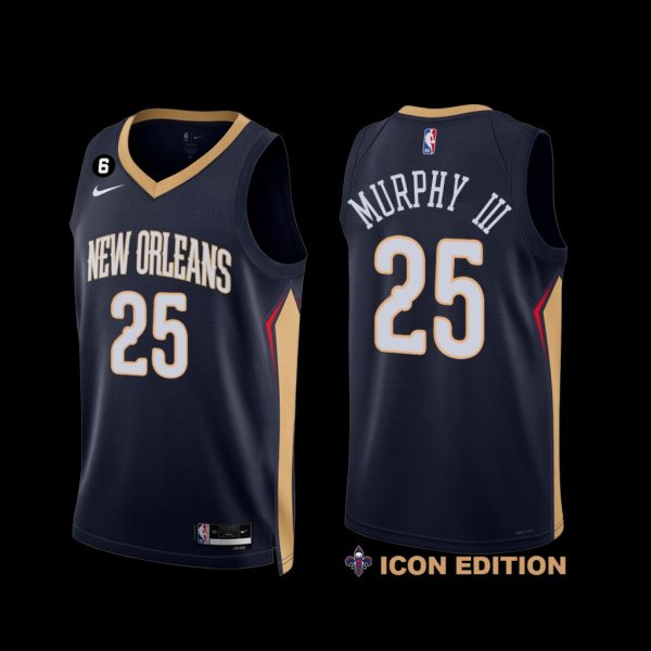 New Orleans Pelicans Trey Murphy III 2022-23 Icon Edition NO.6 Patch Jersey Navy New Orleans Pelicans Trey Murphy III 2022-23 Icon Edition NO.6 Patch Jersey Navy