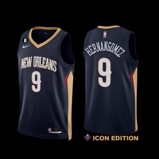 New Orleans Pelicans Willy Hernangomez 2022-23 Icon Edition NO.6 Patch Jersey Navy