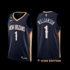 New Orleans Pelicans Zion Williamson 2022-23 Icon Edition NO.6 Patch Jersey Navy