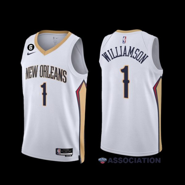 New Orleans Pelicans Zion Williamson 2022-23 White Association Edition Jersey New Orleans Pelicans Zion Williamson 2022-23 White Association Edition Jersey
