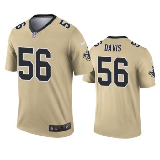New Orleans Saints Demario Davis Gold Inverted Limited Jersey