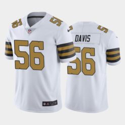 New Orleans Saints Demario Davis White Color Rush Limited Jersey