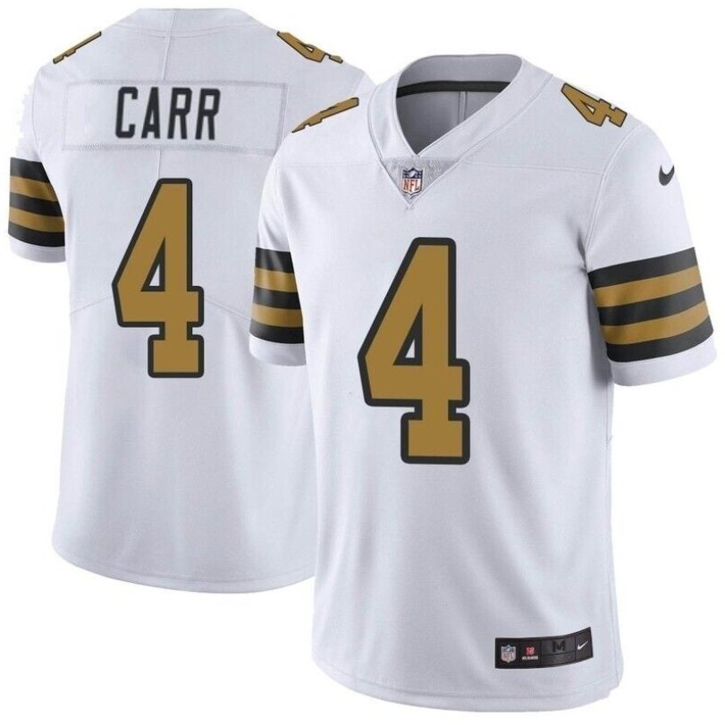 New Orleans Saints Derek Carr White Color Rush Limited Jersey New Orleans Saints Derek Carr White Color Rush Limited Jersey