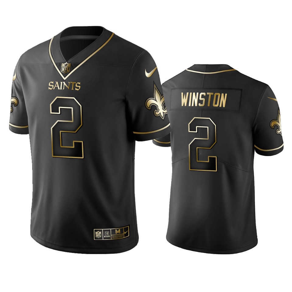 New Orleans Saints Jameis Winston Black Golden Limited Jersey New Orleans Saints Jameis Winston Black Golden Limited Jersey