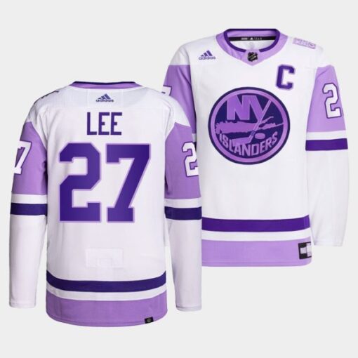 New York Islanders Anders Lee HockeyFightsCancer White Jersey