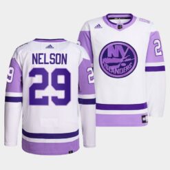New York Islanders Brock Nelson HockeyFightsCancer White Jersey