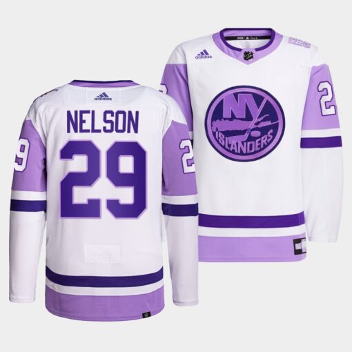 New York Islanders Brock Nelson HockeyFightsCancer White Jersey