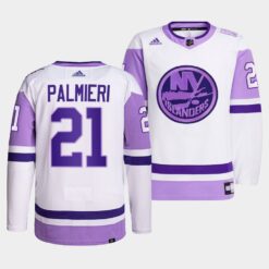 New York Islanders Kyle Palmieri HockeyFightsCancer White Jersey