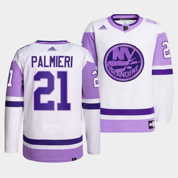 New York Islanders Kyle Palmieri HockeyFightsCancer White Jersey New York Islanders Kyle Palmieri HockeyFightsCancer White Jersey