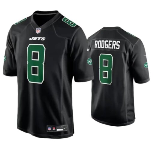 New York Jets Aaron Rodgers Black Fashion Jersey