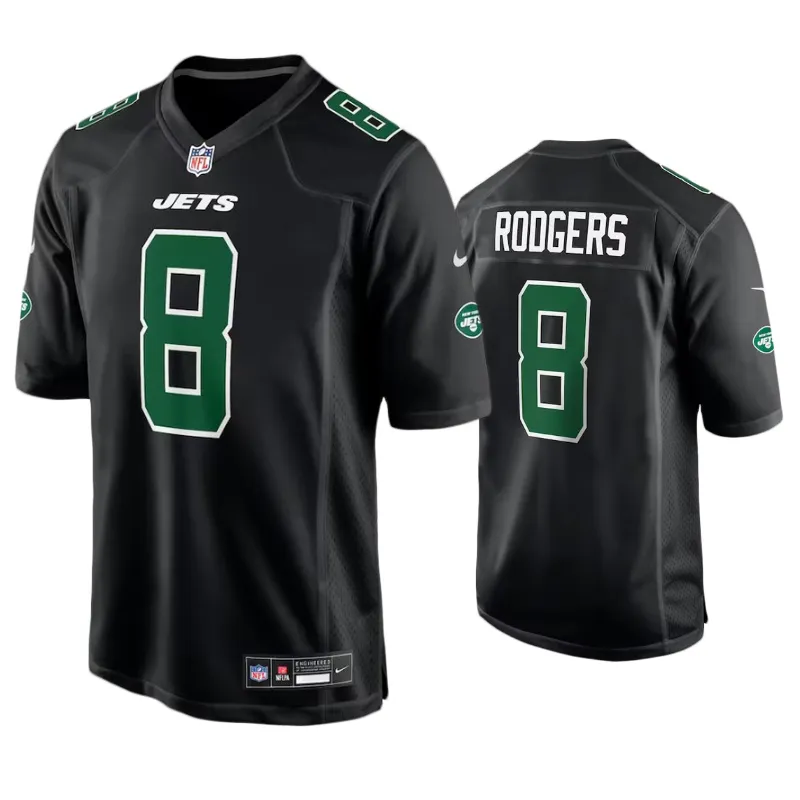 New York Jets Aaron Rodgers Black Fashion Jersey New York Jets Aaron Rodgers Black Fashion Jersey
