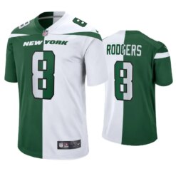 New York Jets Aaron Rodgers Split Green White Jersey