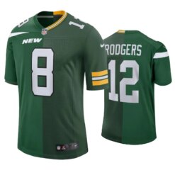 New York Jets Green Bay Packers Aaron Rodgers Split Green Jersey