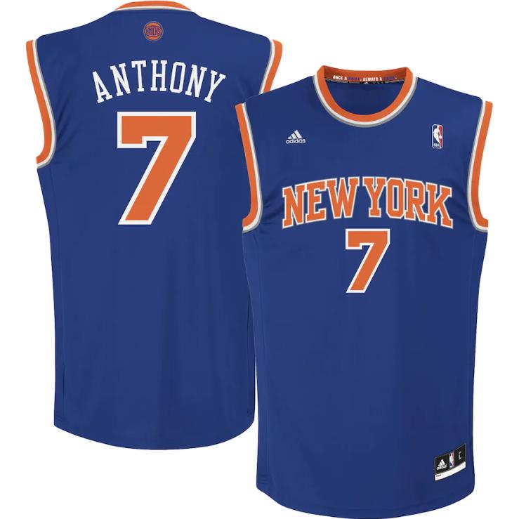 New York Knicks Carmelo Anthony Blue Throwback Jersey New York Knicks Carmelo Anthony Blue Throwback Jersey