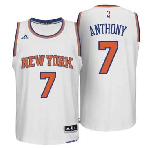 New York Knicks Carmelo Anthony White Throwback Jersey
