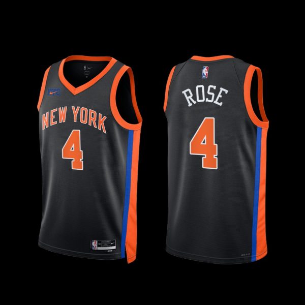 New York Knicks Derrick Rose 2022-23 City Edition Jersey Black New York Knicks Derrick Rose 2022-23 City Edition Jersey Black